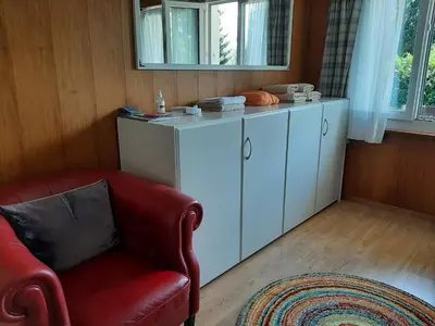 Küche/Küchenzeile in der Unterkunft Chalet apartment by Interlaken. Parking