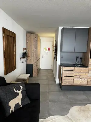 Küche/Küchenzeile in der Unterkunft Superbe studio Anzère, rénové, au pied des pistes