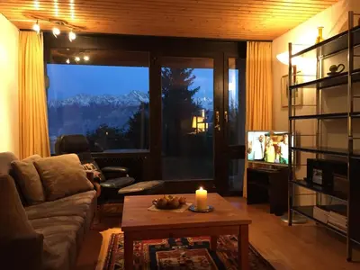 Ein Sitzbereich in der Unterkunft Apartment Eglantine with stunning views of the Valais Peaks