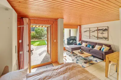 Ein Sitzbereich in der Unterkunft Superbe appartement avec parking couvert gratuit