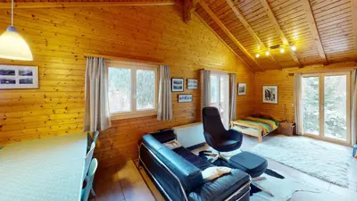 Ein Sitzbereich in der Unterkunft Ferienhaus Rehbock RB0