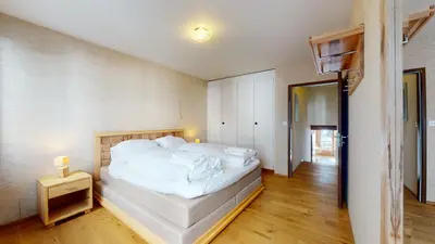 Ein Bett oder Betten in einem Zimmer der Unterkunft Lovely apartment with a view - accessible by skis