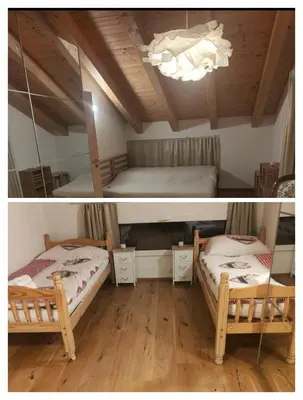 Ein Bett oder Betten in einem Zimmer der Unterkunft Chalet Matterhornsicht