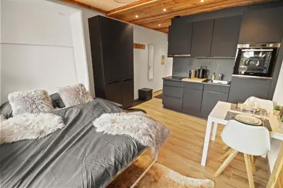 Küche/Küchenzeile in der Unterkunft Joli studio Crans-Montana